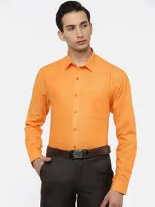 Ramraj Men Orange Slim Fit Pure Cotton Formal Shirt