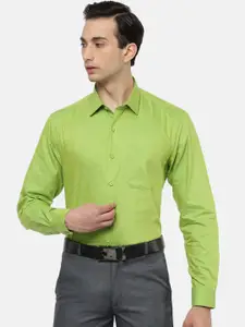 Ramraj Men Green Slim Fit Pure Cotton Formal Shirt