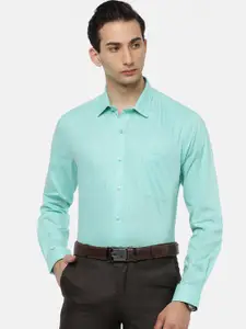 Ramraj Men Teal Slim Fit Opaque Formal Shirt