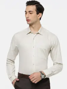 Ramraj Men Cream-Coloured Slim Fit Opaque Formal Shirt
