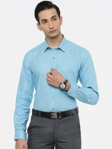 Ramraj Men Blue Slim Fit Opaque Formal Shirt