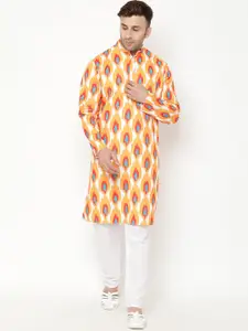 Hangup Men Orange Printed Kurta