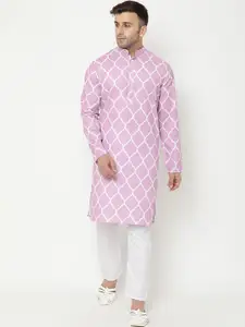 Hangup Men Pink Ethnic Motifs Printed Kurta