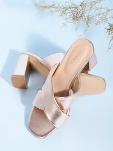 CORSICA Rose Gold-Toned Solid Block Heels