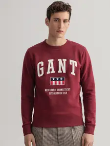GANT Men Maroon Printed Sweatshirt