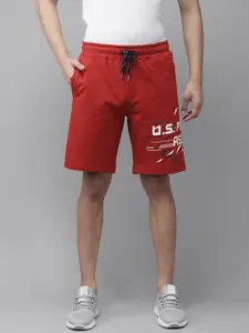 U.S. Polo Assn. U S Polo Assn Men Red Typography Printed Regular Shorts