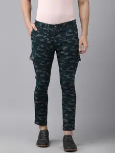 U.S. Polo Assn. Denim Co. U S Polo Assn Denim Co Men Navy Blue & Grey Camouflage Printed Tapered Fit Cargos