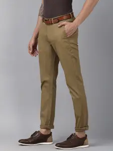 U.S. Polo Assn. U S Polo Assn Men Khaki Printed Slim Fit Trousers