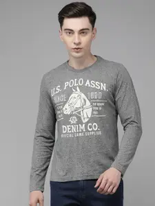 U.S. Polo Assn. Denim Co. U S Polo Assn Denim Co Men Grey Melange Brand Logo T-shirt