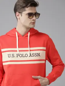 U.S. Polo Assn. U S Polo Assn Men Red Printed Hooded Sweatshirt