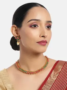 ASMITTA JEWELLERY Gold Toned Traditional Choker Necklace Set