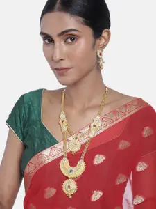 ASMITTA JEWELLERY Kundan Studded Double Layered Necklace Set