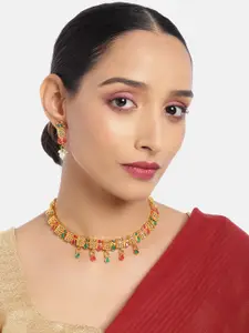 ASMITTA JEWELLERY 18 K Gold toned Choker Necklace Set