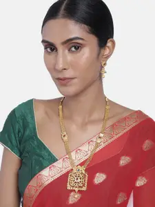 ASMITTA JEWELLERY  Gold Toned Traditional Square Shaped Necklace Set