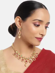 ASMITTA JEWELLERY Gold Toned Kundan Studded  Necklace Set