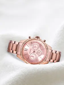Fossil Women Rose Gold-Toned Embellished Analogue Watch BQ3377