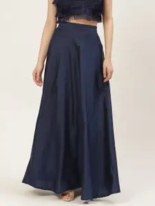 Studio Shringaar Navy Blue Flared Maxi Skirt