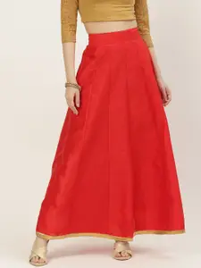 Studio Shringaar Red Skirt with Zari Border