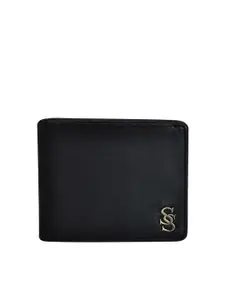 Second SKIN Men Black Textured Leather Two Fold Wallet