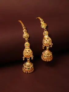 ASMITTA JEWELLERY Gold-Toned Circular Jhumkas Earrings