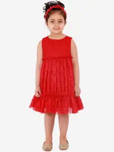 KidsDew Girls Red Tiered Net Dress