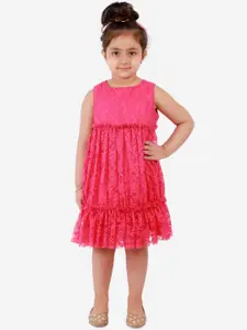 KidsDew Girls Fuchsia Net Tiered Dress
