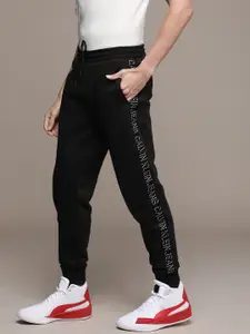 Calvin Klein Jeans Men Black Solid Side Logo Taped Joggers