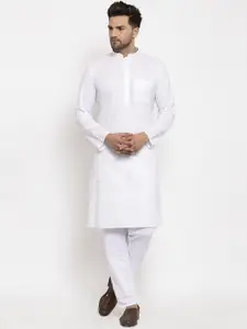 KRAFT INDIA Men White Solid Regular Kurta With Pyjamas