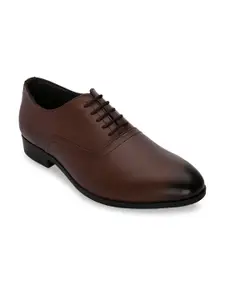 San Frissco Men Brown Solid Oxford Formal Shoes