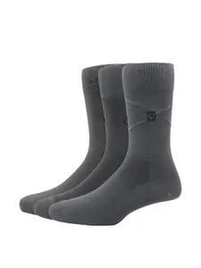 Allen Solly Men Pack Of 3 Grey Solid Calf-Length Socks
