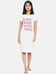 Dreamz by Pantaloons Women Pink Printed T- Shirt Nightdress