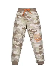 PLUM TREE Boys Brown & Beige Camouflage Printed Pure Cotton Joggers