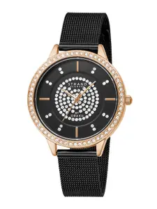 STRAND BY OBAKU Women Black Brass Dial & Black Straps Analogue Watch S711LXVBMB