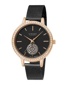 STRAND BY OBAKU Women Black Brass Dial & Black Straps Analogue Watch S705LXVBMB
