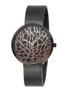 STRAND BY OBAKU Women Black Brass Mother of Pearl Dial & Black Stainless Steel Straps Digital Watch S700LXBBMB-DTG