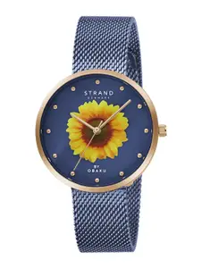 STRAND BY OBAKU Women Blue Brass Printed Dial & Blue Straps Analogue Watch S700LXVLML-DS