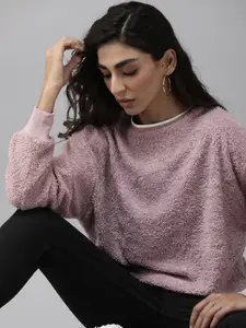 Roadster Women Lavender Drop Shoulder Sweatshirt