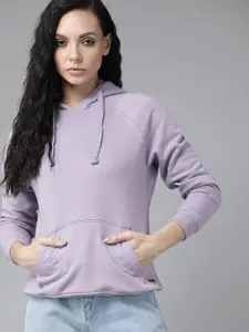 Roadster Women Lavender Hooded Sweatshirt
