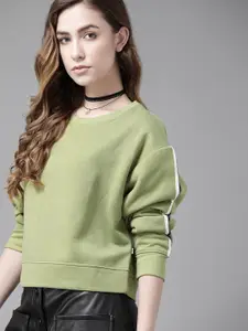 Roadster Women Green Solid Sweatshirt