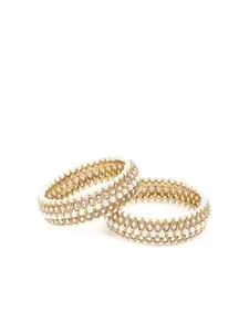ODETTE Women Gold-Toned & White Bangle-Style Bracelet