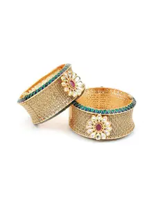 ODETTE Women Gold-Toned & White Bangle-Style Bracelet