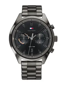 Tommy Hilfiger Men Black Dial & Grey Stainless Steel Straps Analogue Watch TH1791727