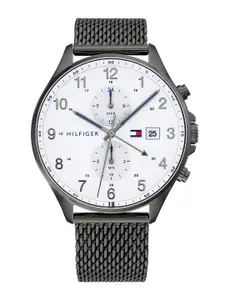 Tommy Hilfiger Men White Dial & Grey Bracelet Style Straps Analogue Watch TH1791709