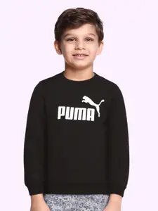 Puma Boys Black Essential Big Logo Crew Sweat Shirt