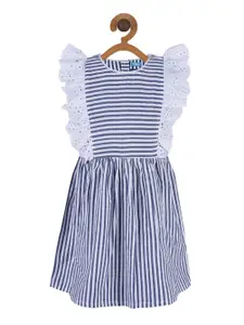Miyo Girls Blue & White Striped Dress