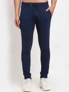 Club York Men Navy Blue Solid Straight-Fit Joggers