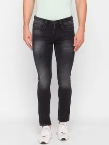 SPYKAR Men Black Slim Fit Low-Rise Mildly Distressed Light Fade Jeans