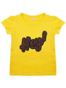 Luke & Lilly Girls Yellow Sequins Embellished T-shirt