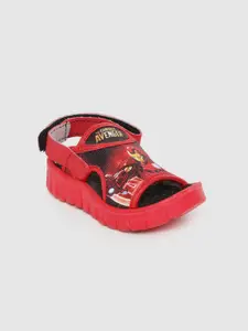 toothless Boys Red & Black Marvel Avengers Iron Man Print Cut-Out Detail Sports Sandals