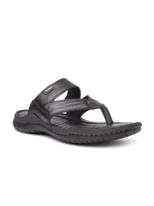 Buckaroo Men Black Genuine Leather Open Sandals